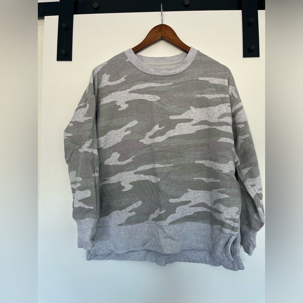 Aerie Tunic Oversized Sweatshirt Split Hem Camo Sise XS
